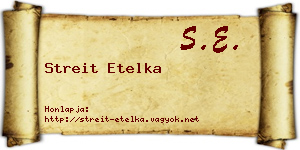 Streit Etelka névjegykártya
